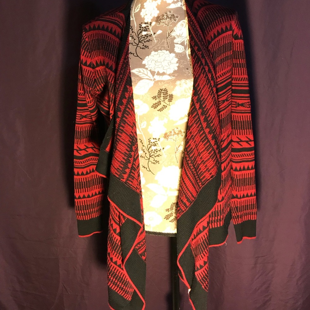 Red and black lightweight cardigan